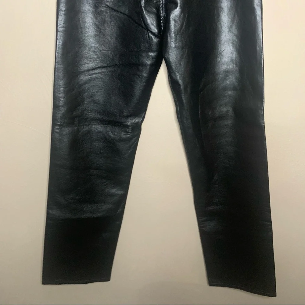 Agolde Recycled Leather Fitted 90's Pants in Detox Black Size 27
